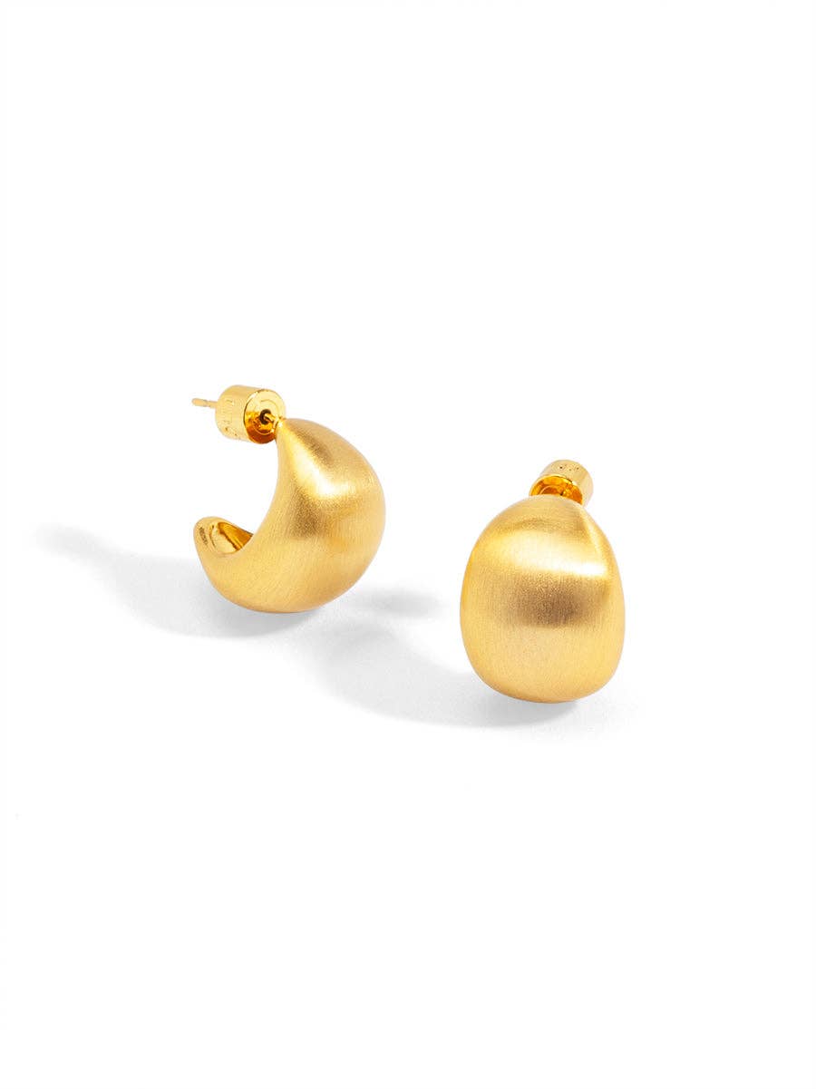 Brushed Gold Chunky Crescent Stud