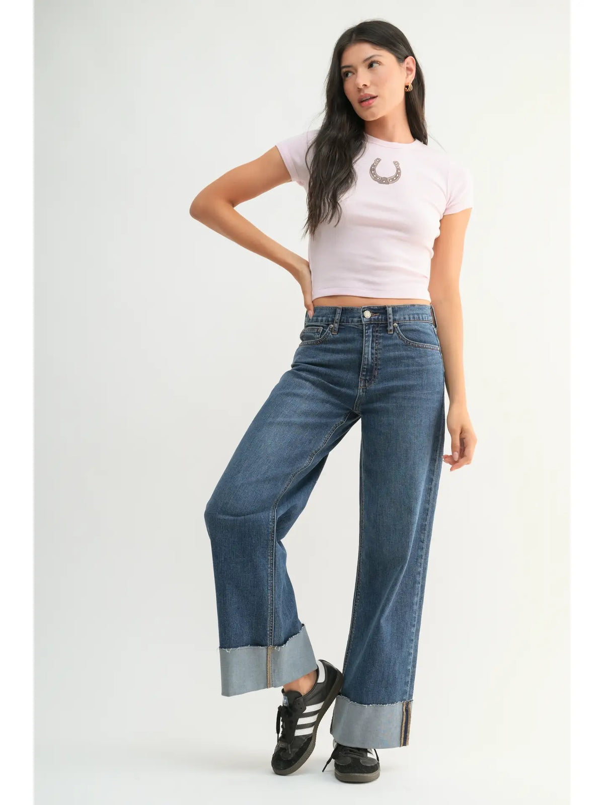 Alise Cuffed Wide Leg Jean