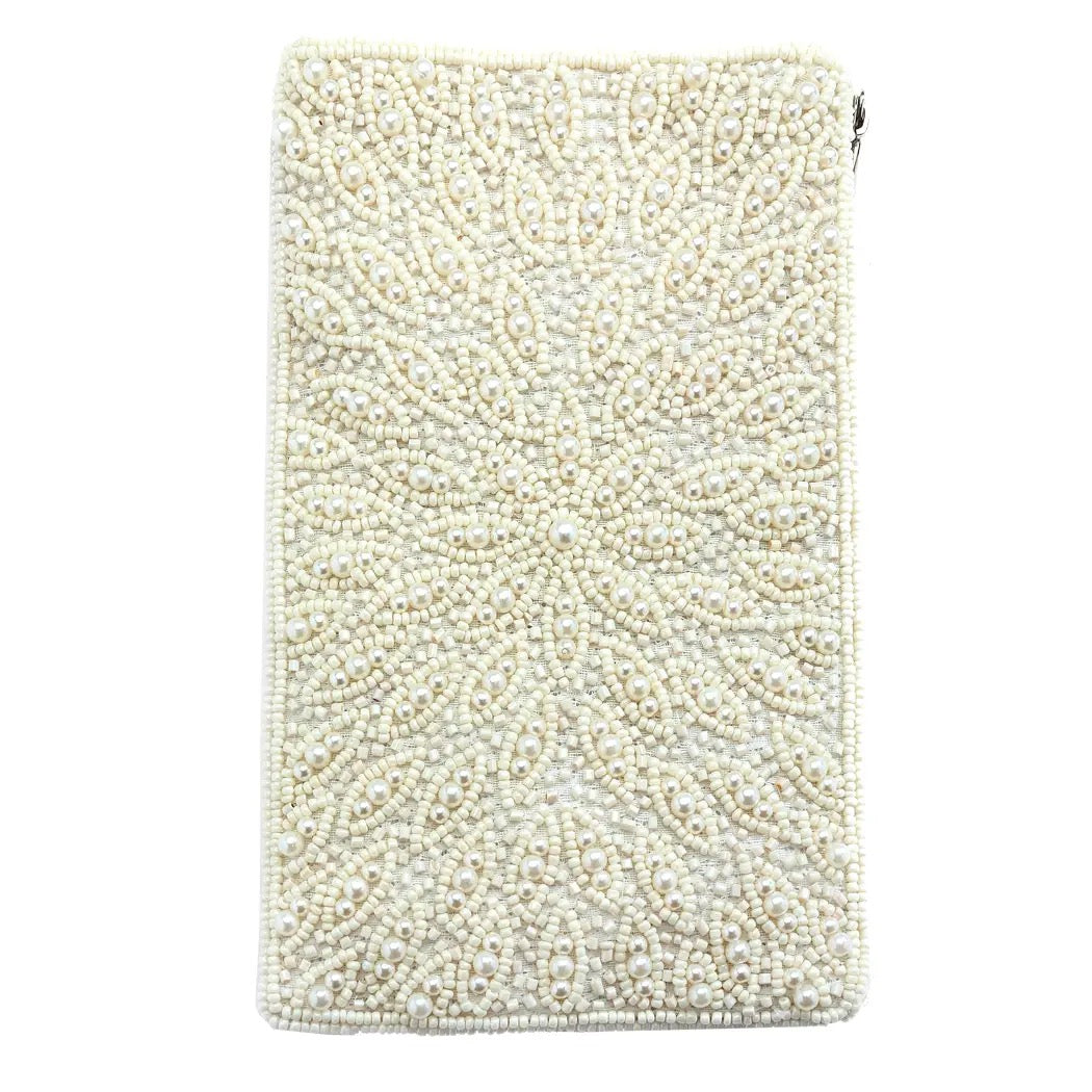 Beaded White Clutch