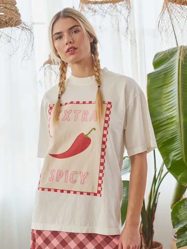 Extra Spicy Chili Pepper Checkerboard Graphic Tee