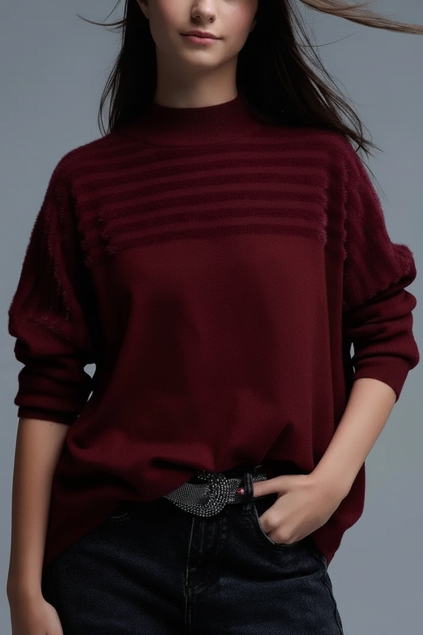 Burgundy Sweater without Necklace
