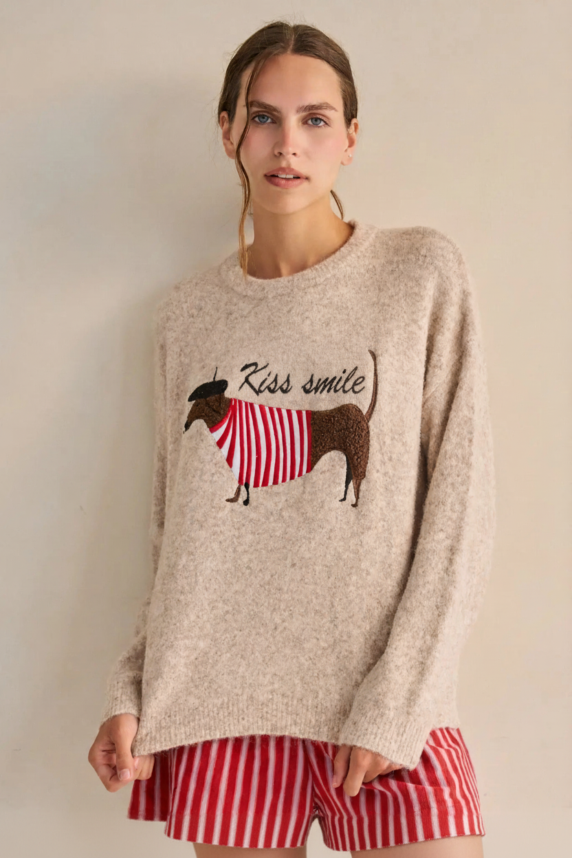 PJ Sweater with corrected Kiss smile embroidery